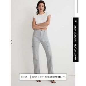 $108 Madewell Garment-Dyed Low-Slung Straight Cargo Pants size 28 m1
